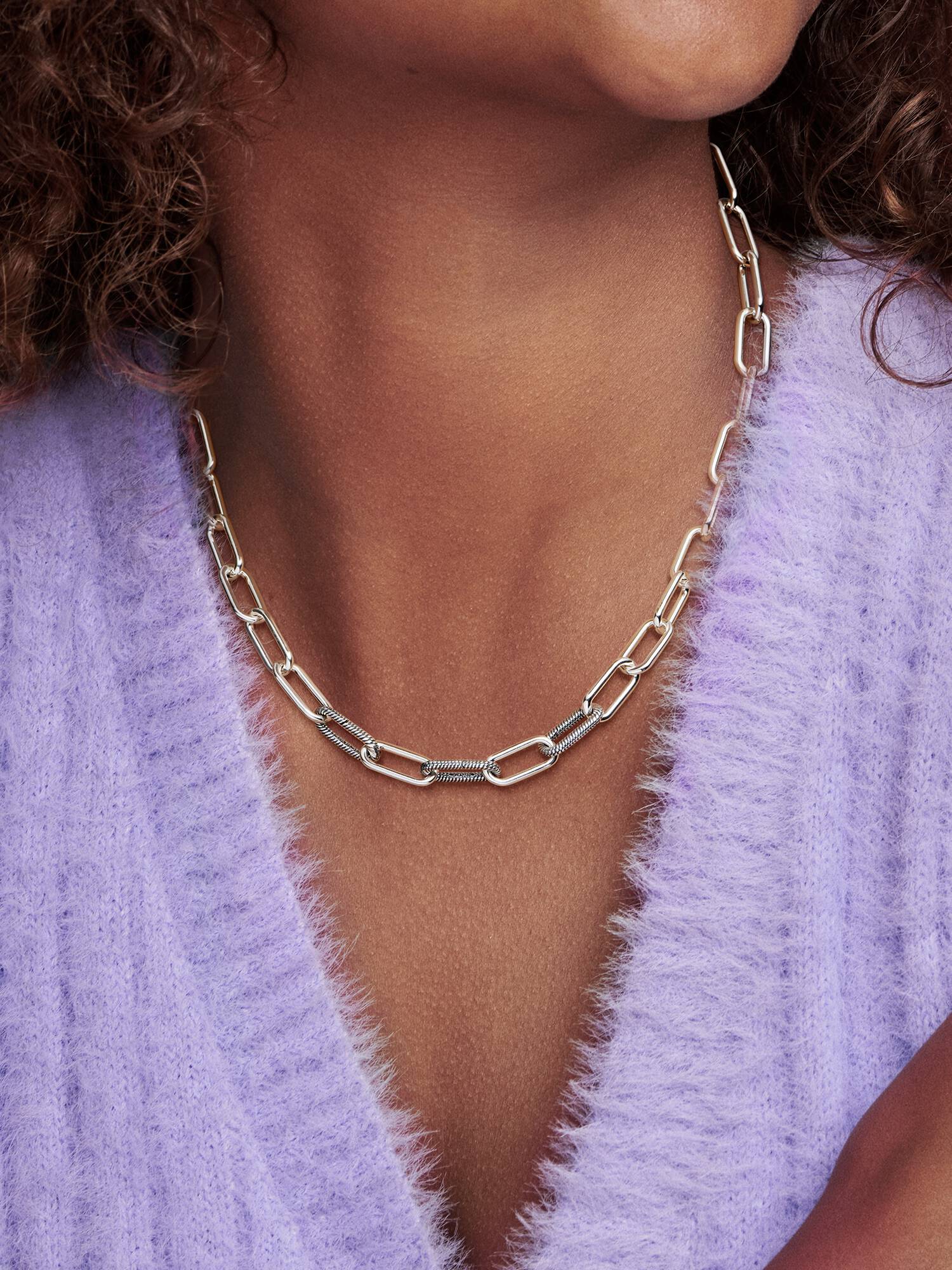 Sterling silver medium link necklace