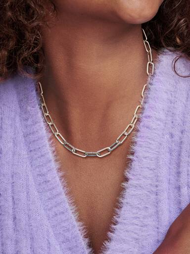 Sterling silver medium link necklace