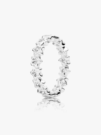 Star silver ring with clear cubic zirconia