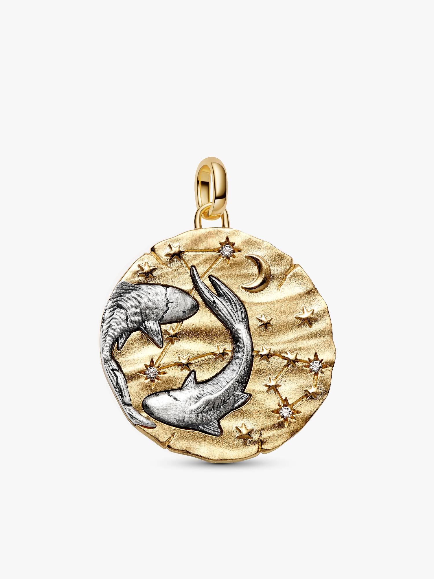 Charm Medalhão extragrande do Zodíaco do signo de Peixes