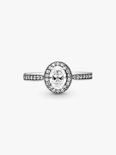 Silver ring with clear cubic zirconia