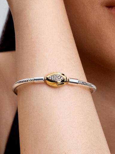 Pulseira Corrente Snake com Fecho de Cobra Dourada