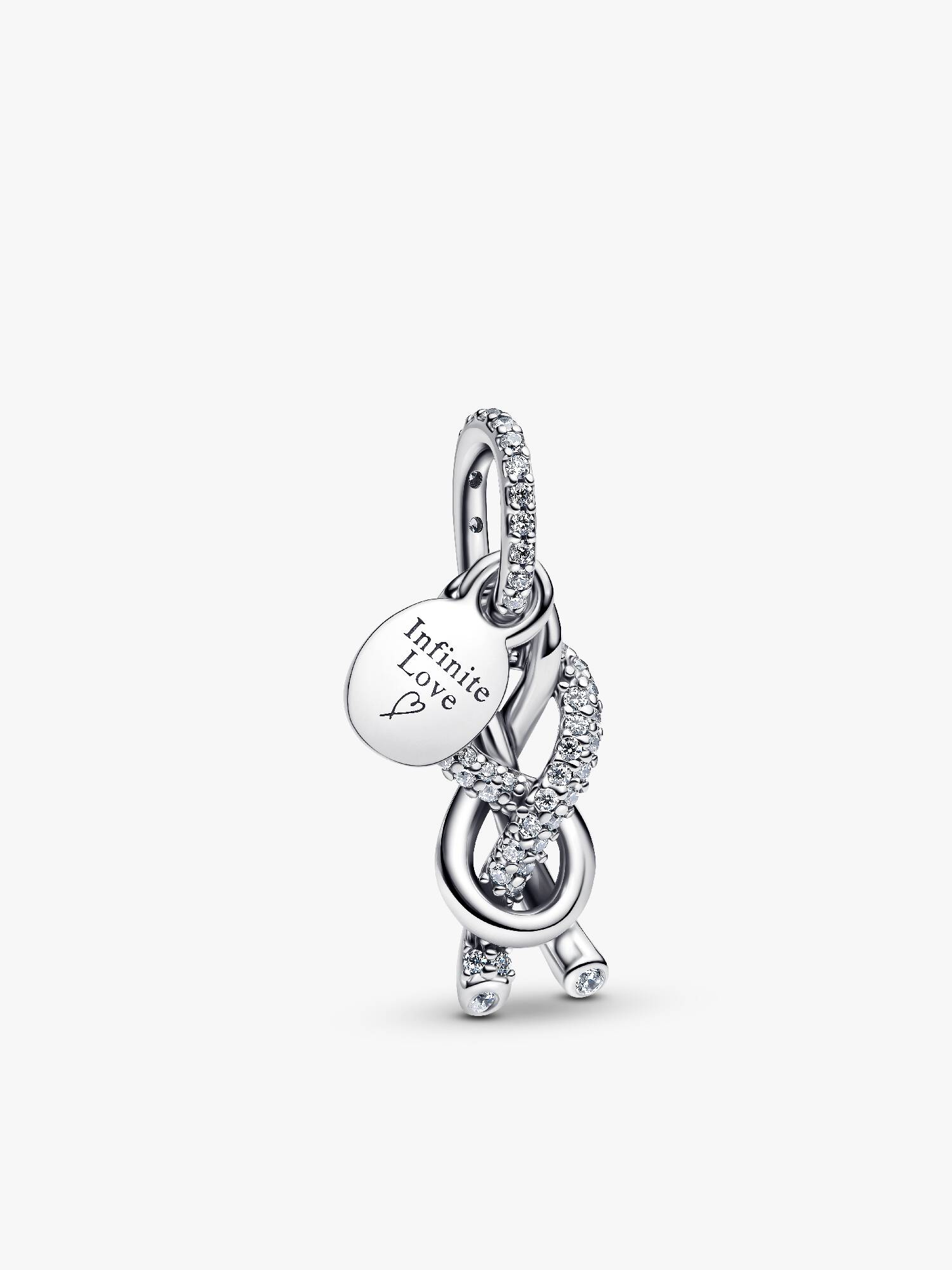 Charm pendente com nó infinito de pavê