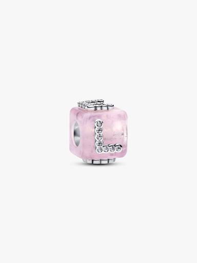 Charm Cubo de Amor em Vidro de Murano Rosa
