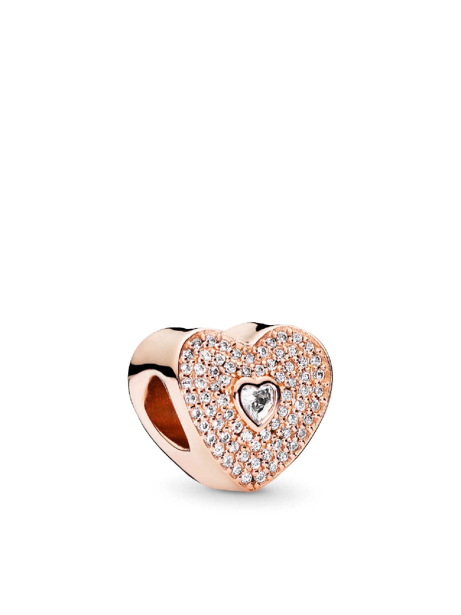 Heart PANDORA Rose charm with clear cubic zirconia