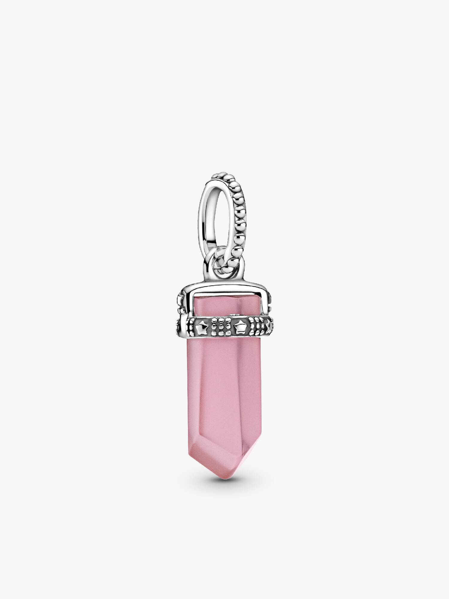 Stone amulet sterling silver pendant with pink mist crystal