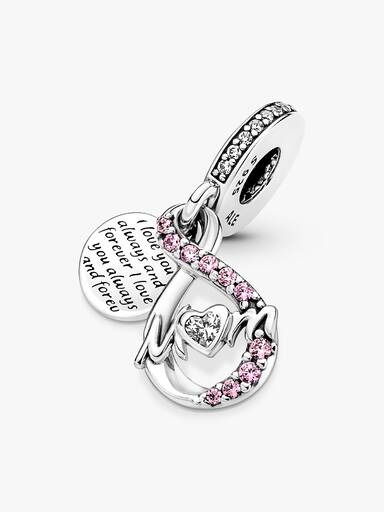 Charm Pendente Duplo Mamá e Infinito com Pavê