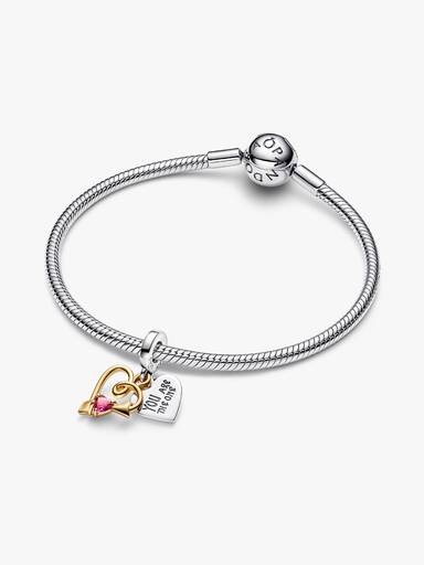Charm pendente duplo gravável com coração e flecha