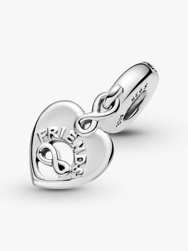 Charm pendente de coração "Amigos para Sempre"