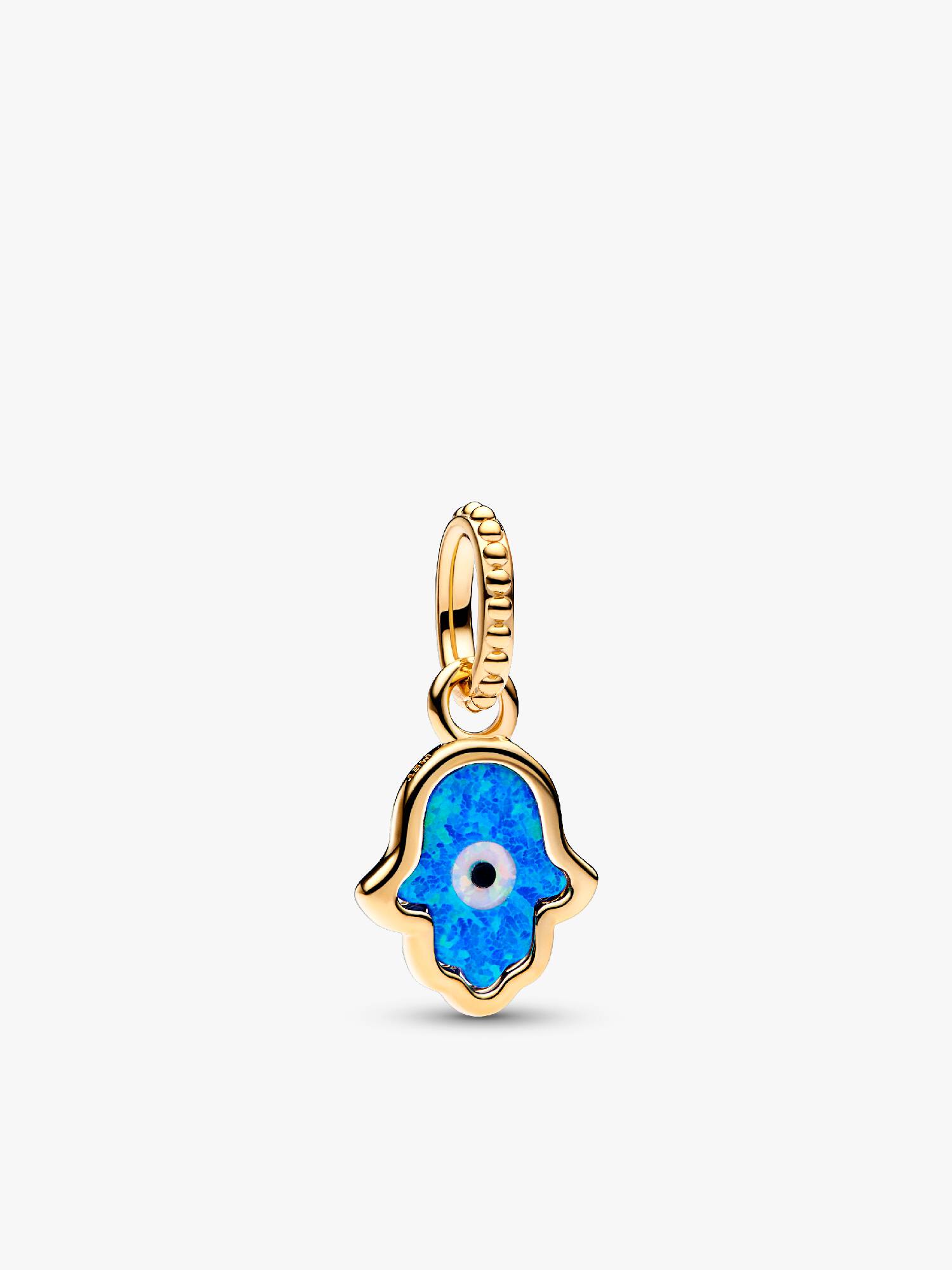 Charm Pendente Mão de Hamsá Azul Opalescente
