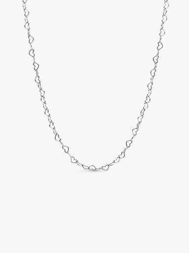 Joined hearts silver necklace