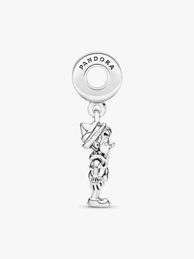 Disney Pinocchio silver dangle with clear cubic zirconia