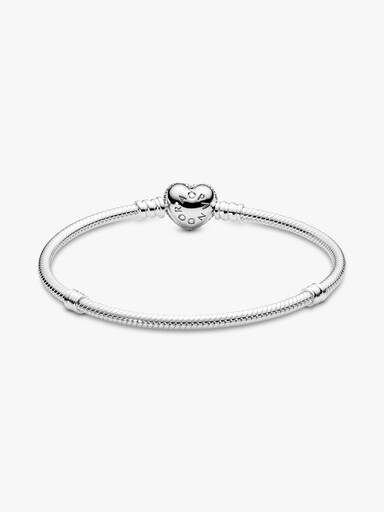 Pulseira Corrente Snake com Fecho de Coração em Pavé
