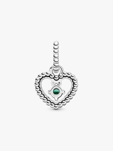 Heart sterling silver dangle with rainforest green crystal