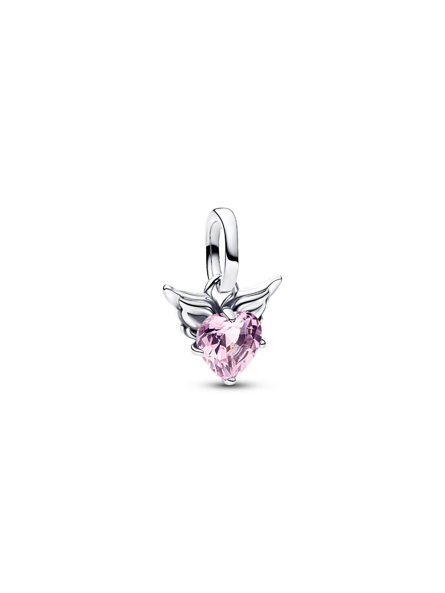 Mini Charm Pendente Coração Rosa com Asas