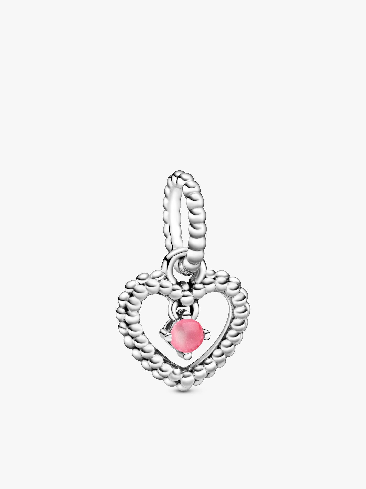 Heart sterling silver dangle with petal pink crystal