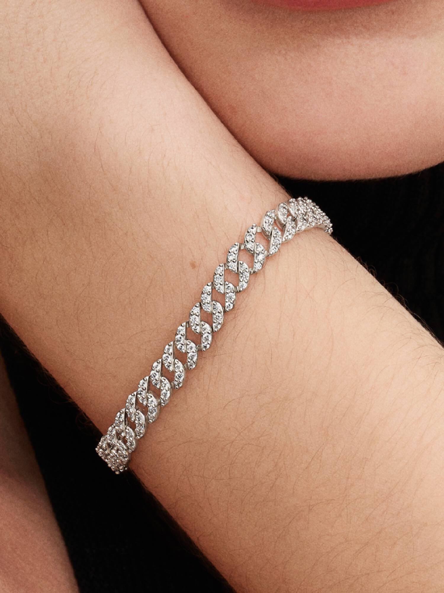 Bracelete Corrente Cubana em Pavé Pandora Timeless