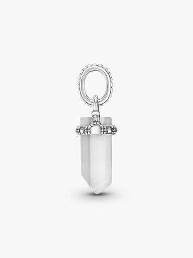 Stone amulet sterling silver pendant with milky white crystal