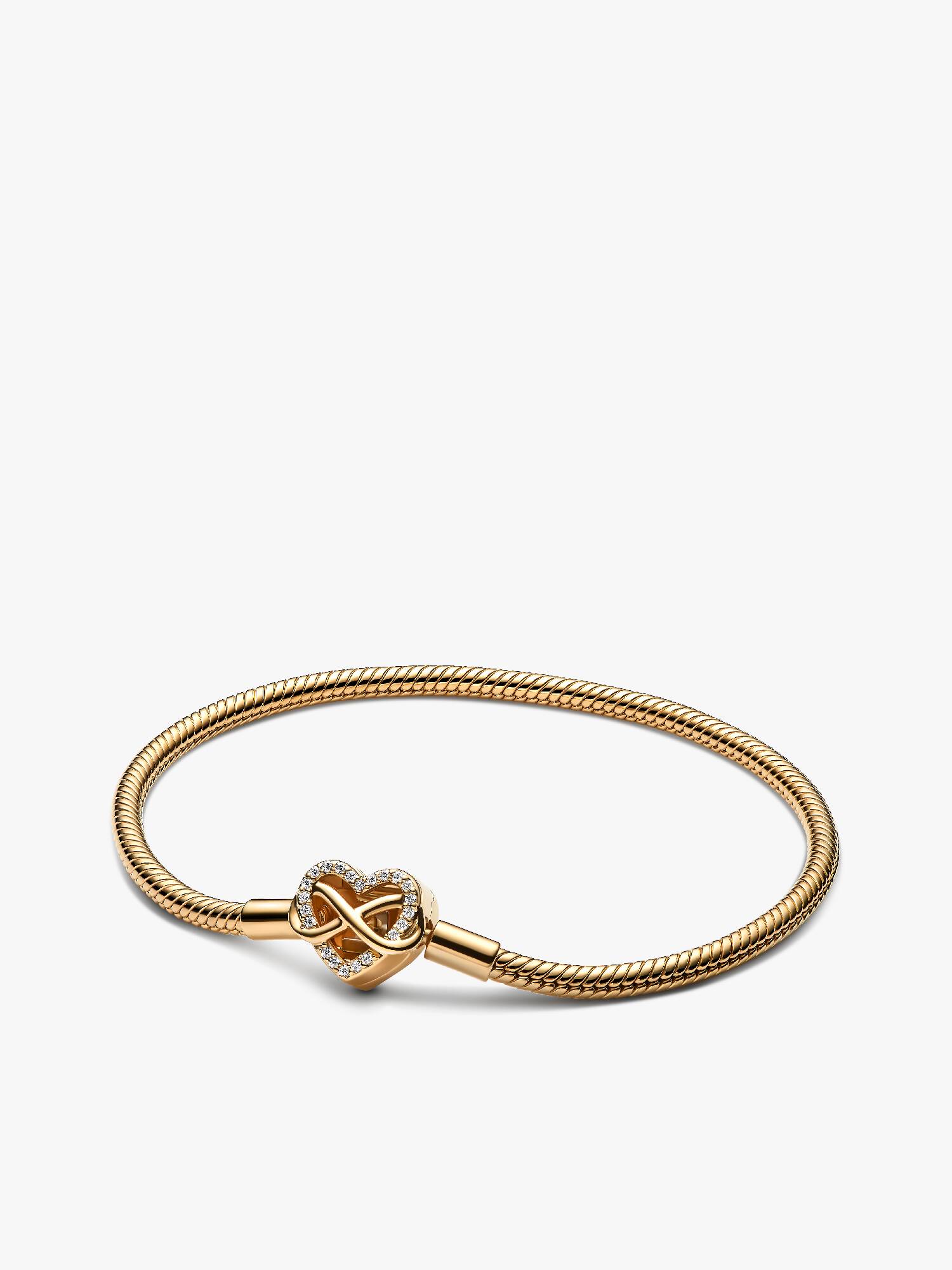 Pulseira Corrente Snake com Fecho de Coração Brilhante Infinito