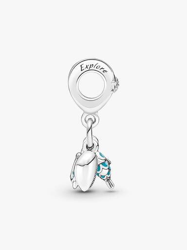 Charm pendente com peixe, tartaruga marinha e concha