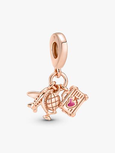 Charm pendente de avião, globo e mala