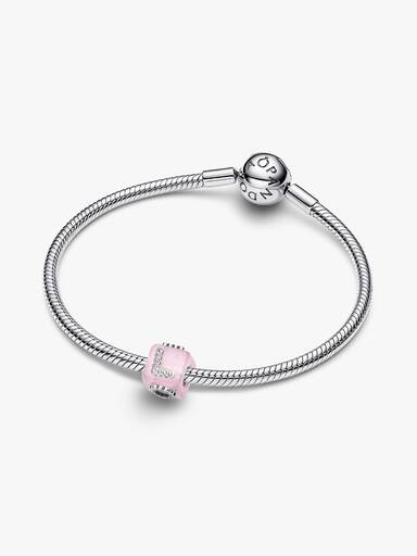 Charm Cubo de Amor em Vidro de Murano Rosa