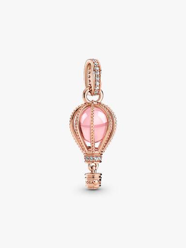 Charm Pendente Balão de Ar Quente Rosa Brilhante