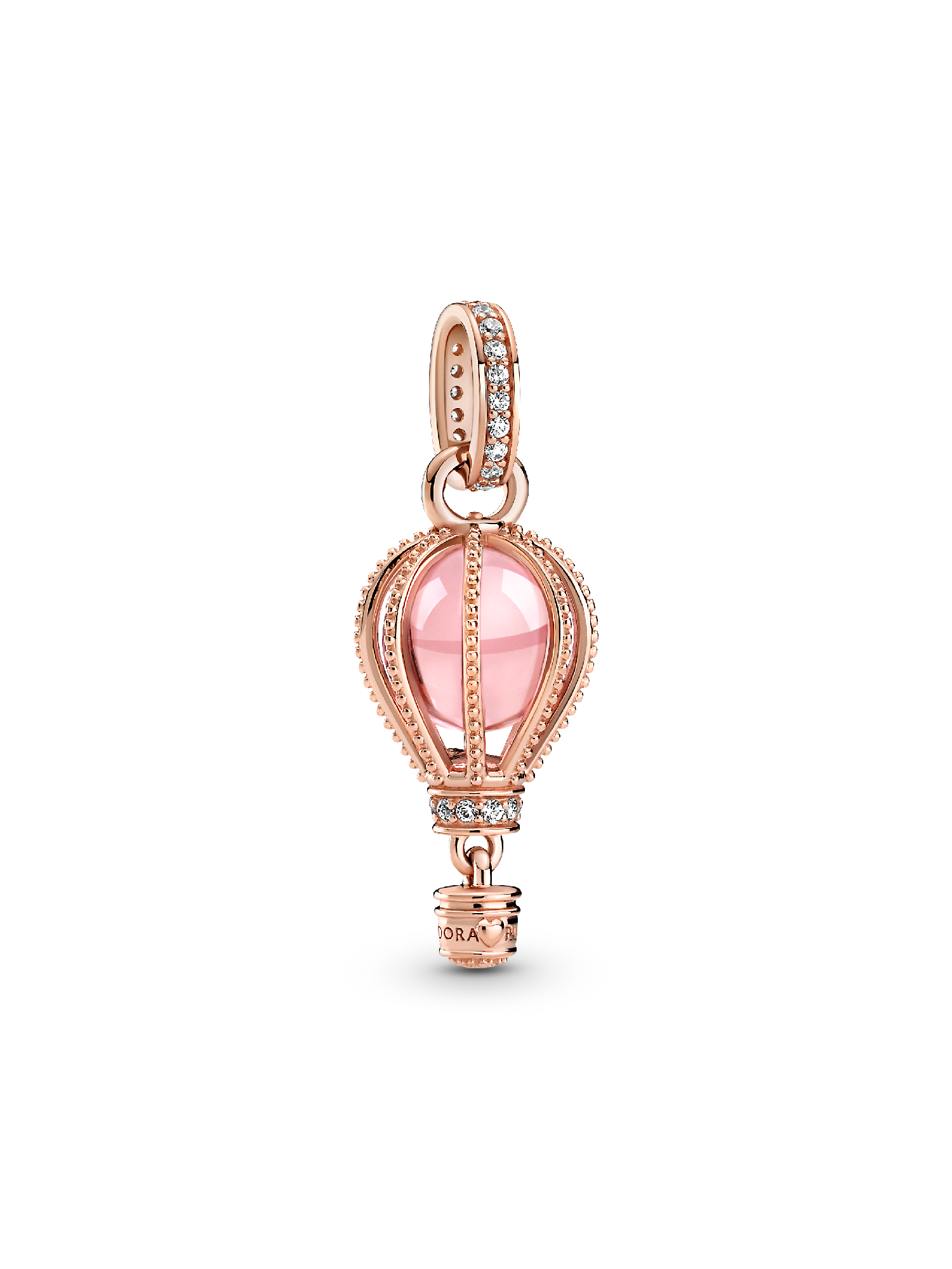Charm Pendente Balão de Ar Quente Rosa Brilhante