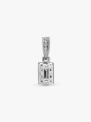 Ice cube silver pendant with clear cubic zirconia