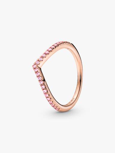 Anel Chevron Desejo Brilhante Rosa