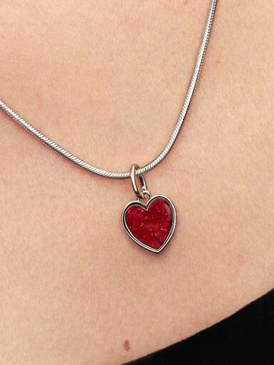 Charm Pendente Gravável de Coração Vermelho