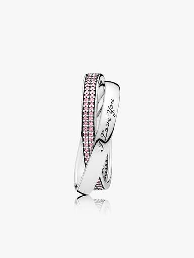 Silver ring with pink cubic zirconia