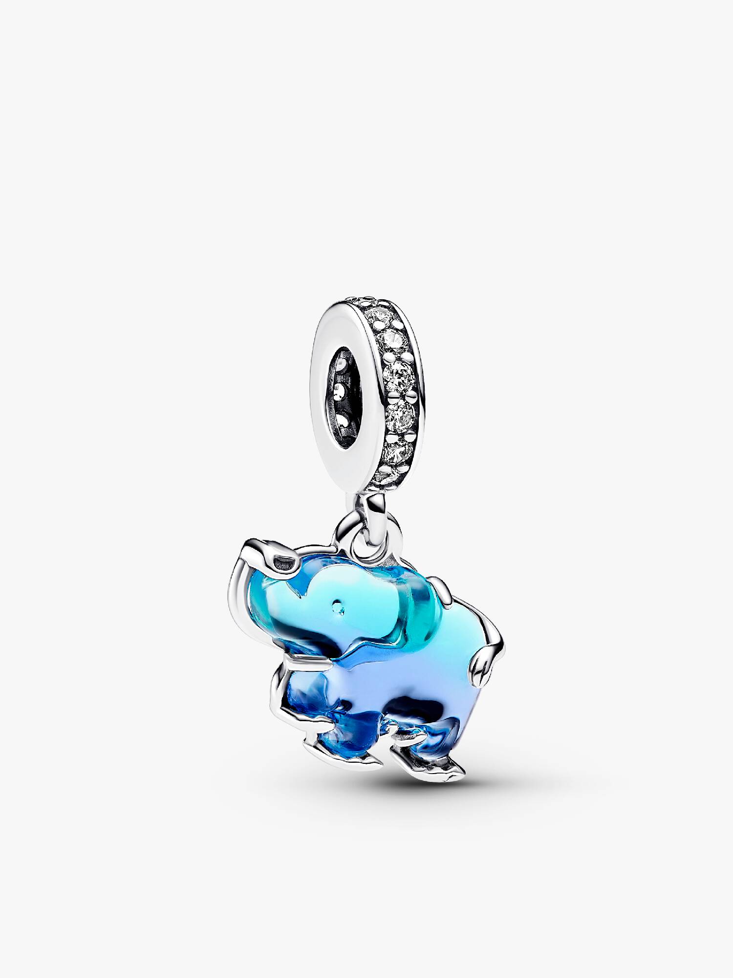 Charm pendente de elefante em vidro de Murano azul
