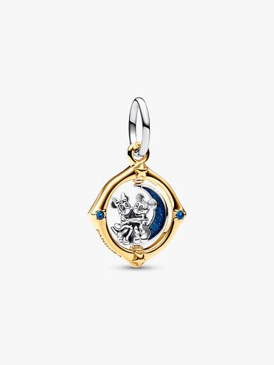 Charm Pendente Lua Giratoria Em dos Tons Mickey e Minnie