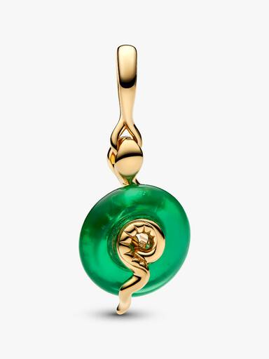 Charm pendente em vidro de Murano verde em formato de cobra