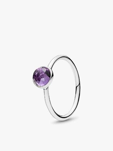 Anel February Droplet, Synthetic Amethyst