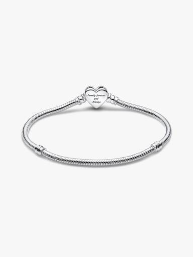 Pulseira Corrente Snake com Fecho de Coração Rosa Infinito Brilhante
