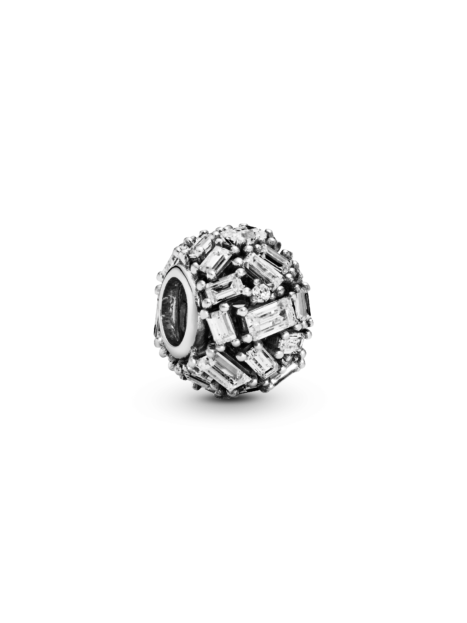 Ice cube silver charm with clear cubic zirconia