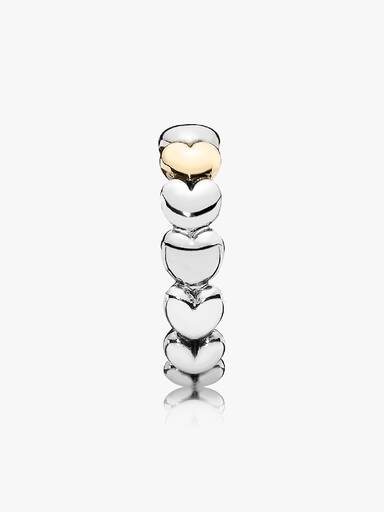 Hearts silver ring with 14k heart