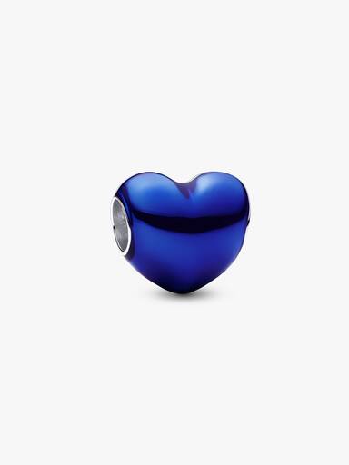 Charm de coração azul metalizado