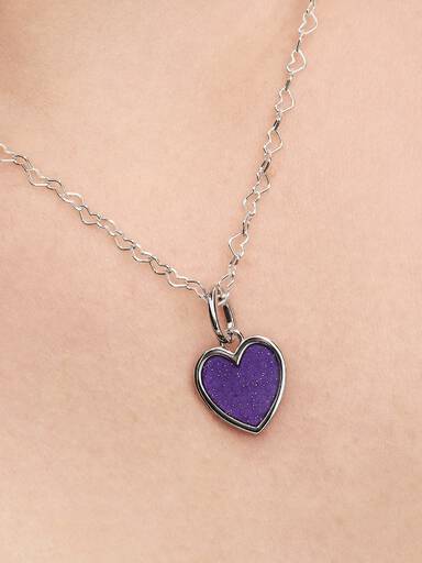 Charm Pendente Gravável de Coração Roxo
