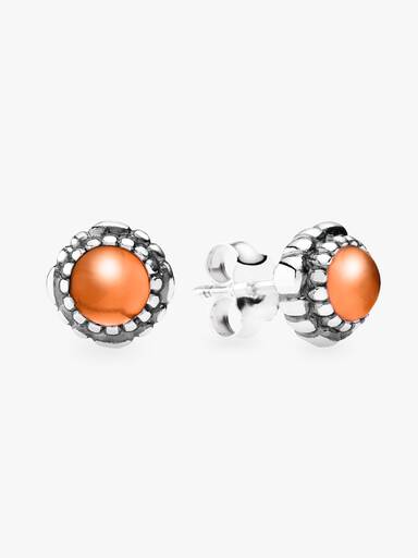 Silver stud earring, birthstone-July, carnelian