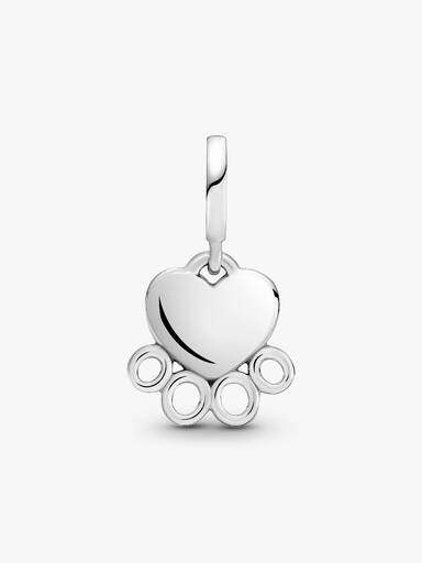 Charm pendente com estampa de coração e patinha