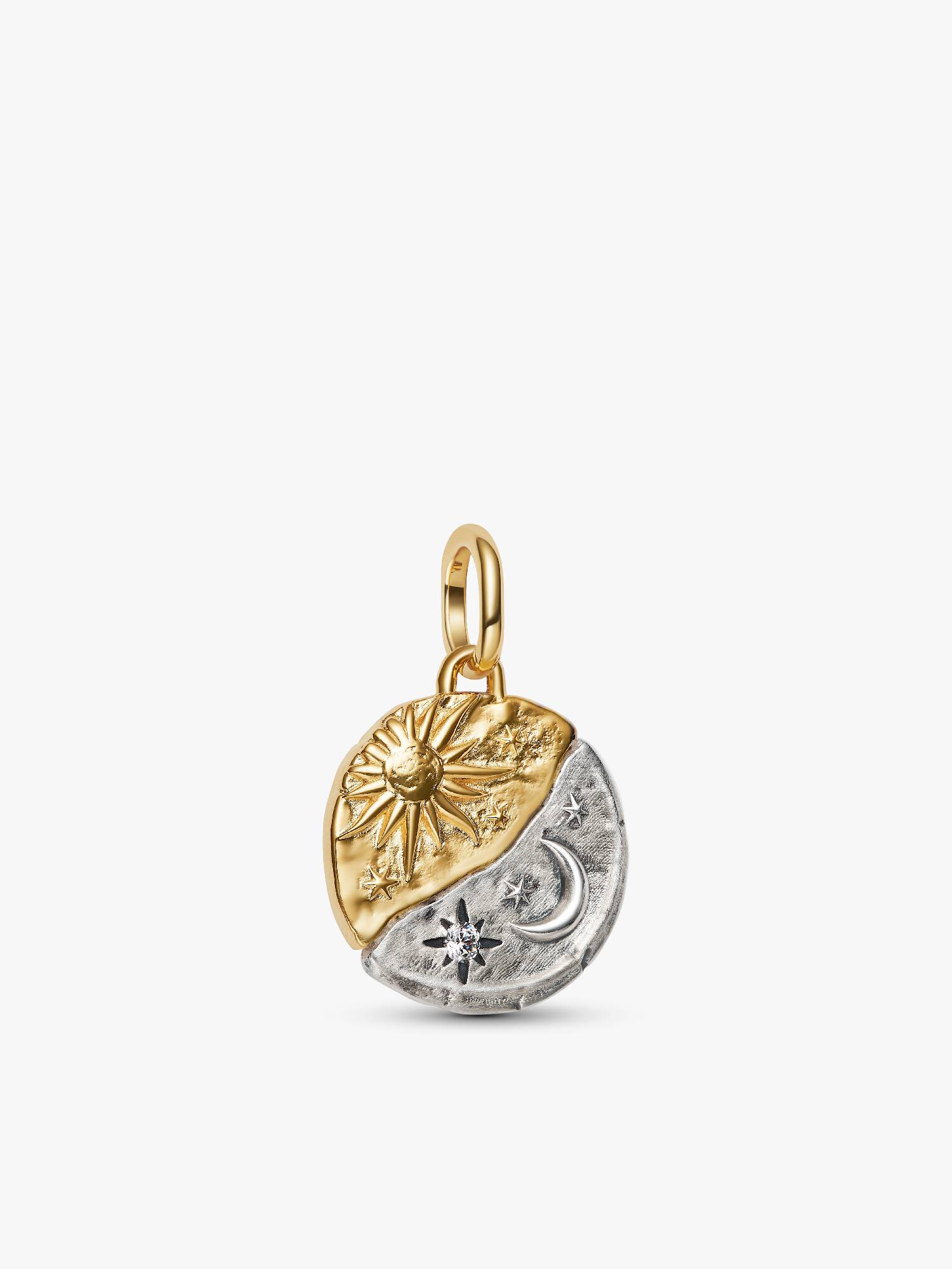 Charm Medalhão Lua e Sol dois Tons