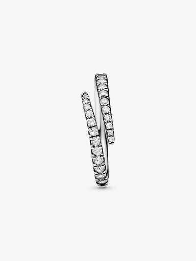 Silver open ring with clear cubic zirconia