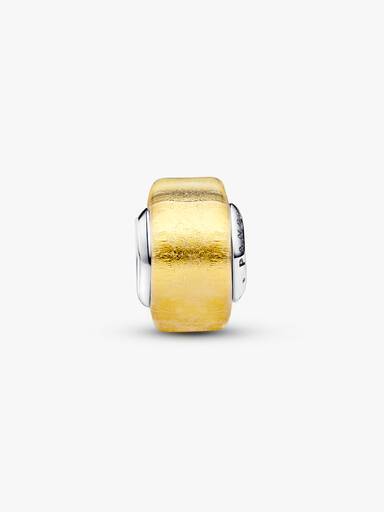 Sterling silver charm with transparent Murano glass and 24k gold foil