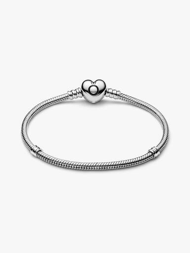 Bracelete Pandora Moments em corrente snake com fecho de coração