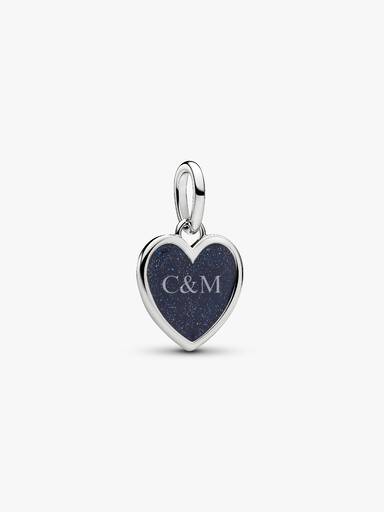 Charm Pendente Gravável de Coração Azul