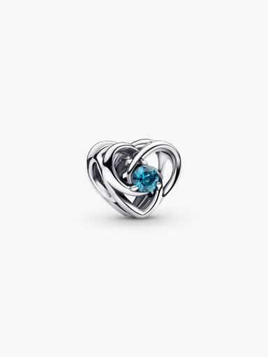 Heart sterling silver charm with London blue crystal