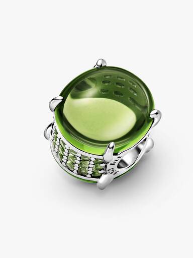 Sterling silver charm with light green and kiwi limegreen crystal